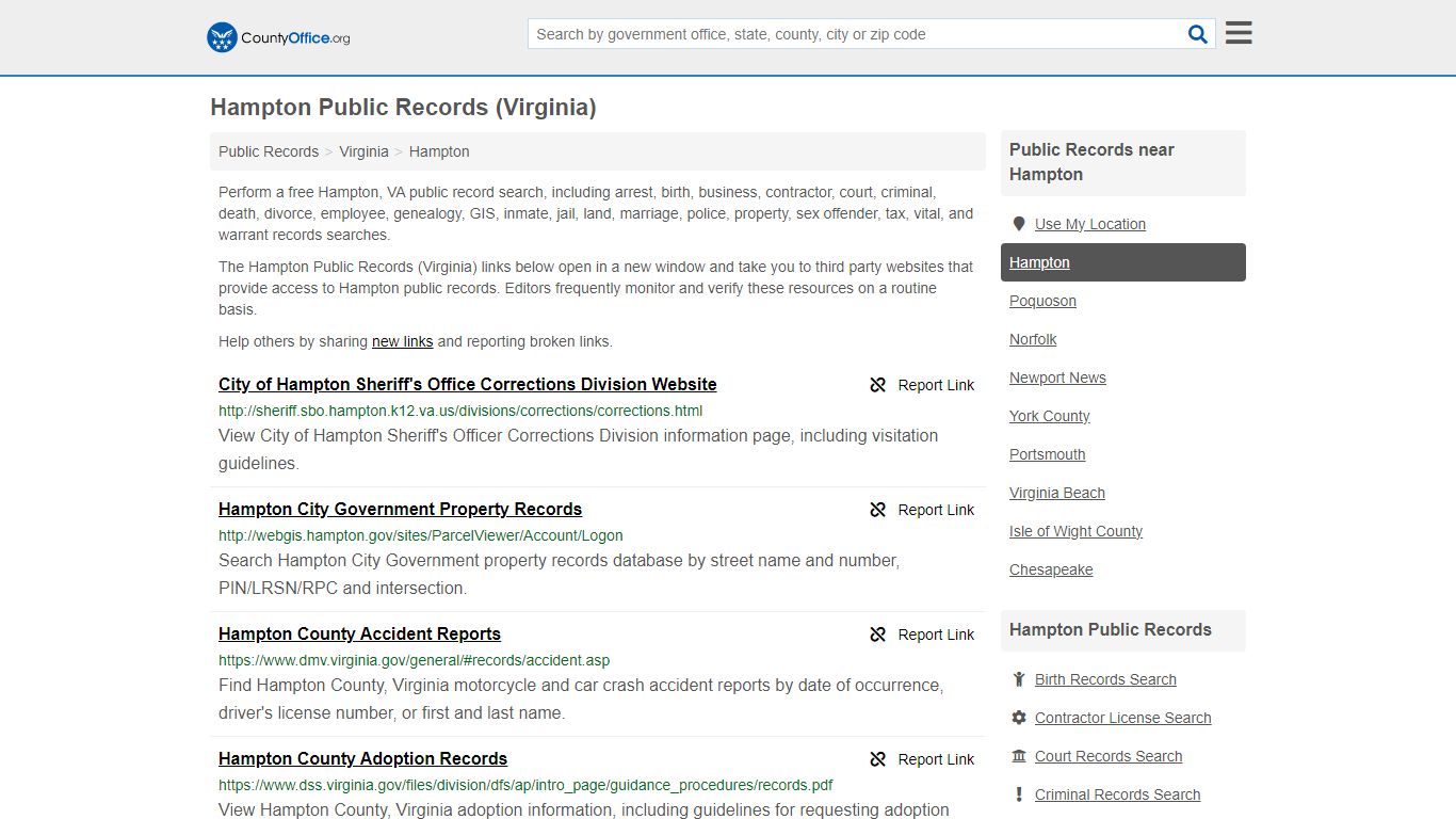 Public Records - Hampton, VA (Business, Criminal, GIS, Property & Vital ...